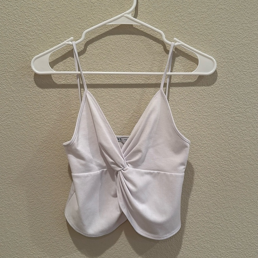 Zara white v-neck cropped top, small